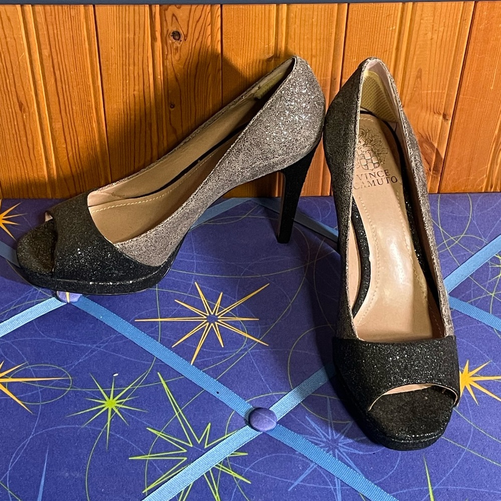 Vince Camuto two tone sparkle heels